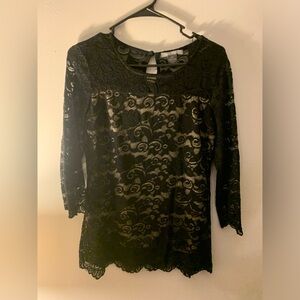 3/4 sleeve black lace blouse